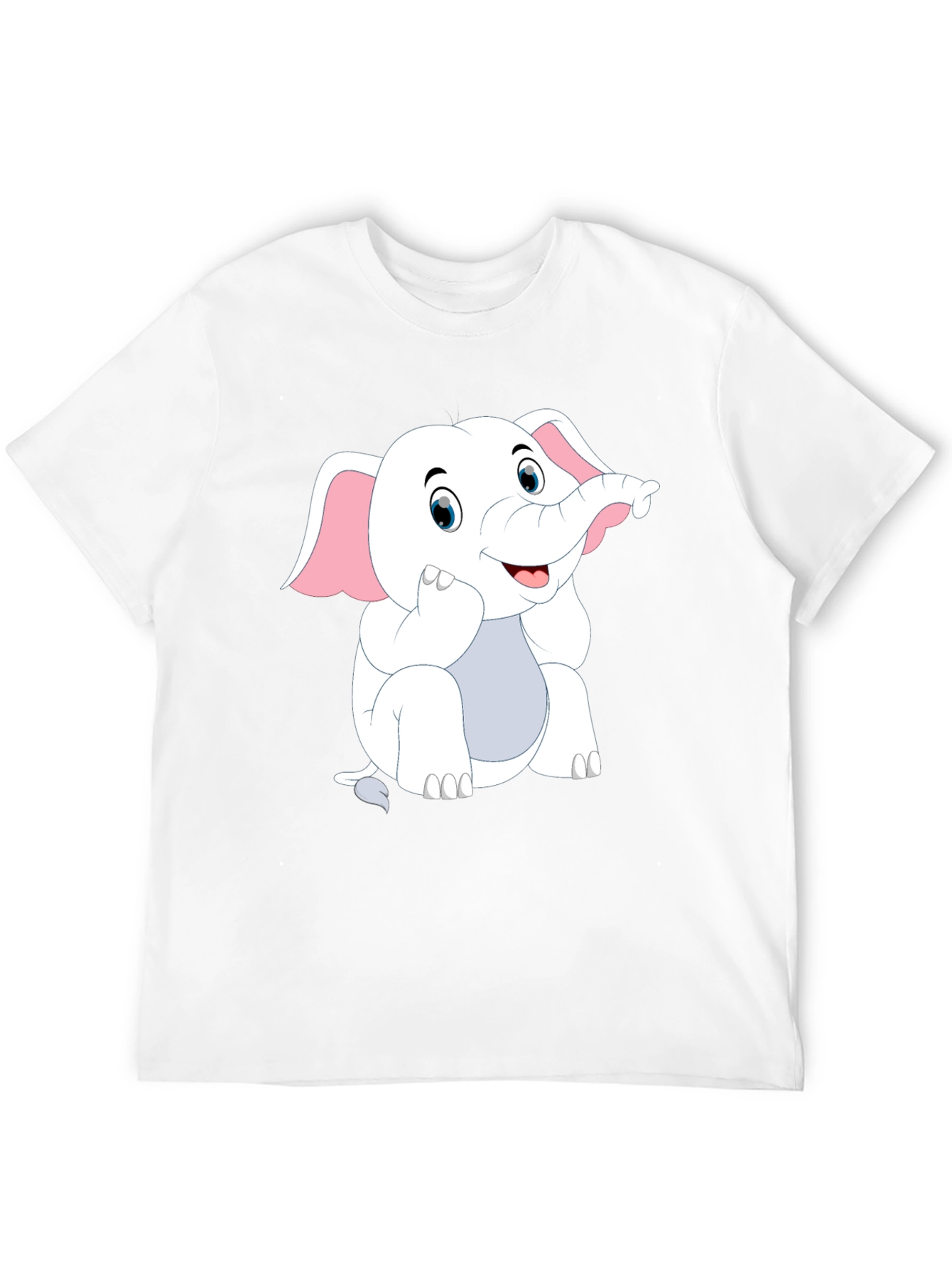 Black T-Shirt with Cute Cartoon Elephant Design
