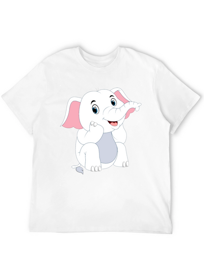 Black T-Shirt with Cute Cartoon Elephant Design