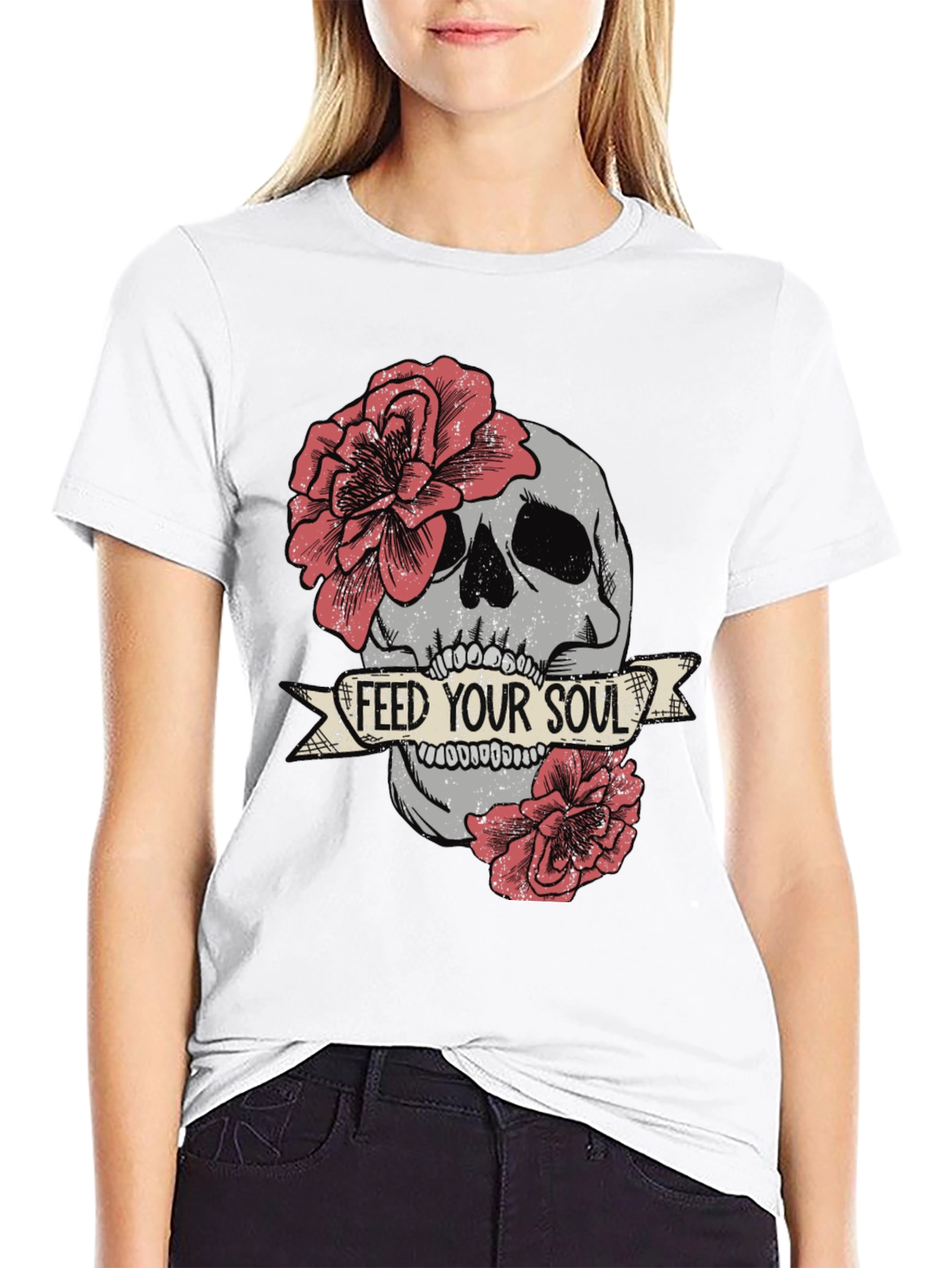 Skull & Roses Graphic Tee - Feed Your Soul