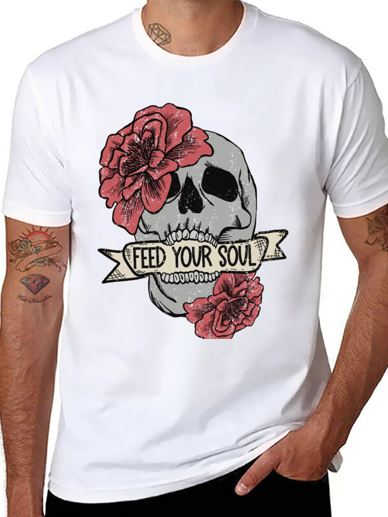 Skull & Roses Graphic Tee - Feed Your Soul