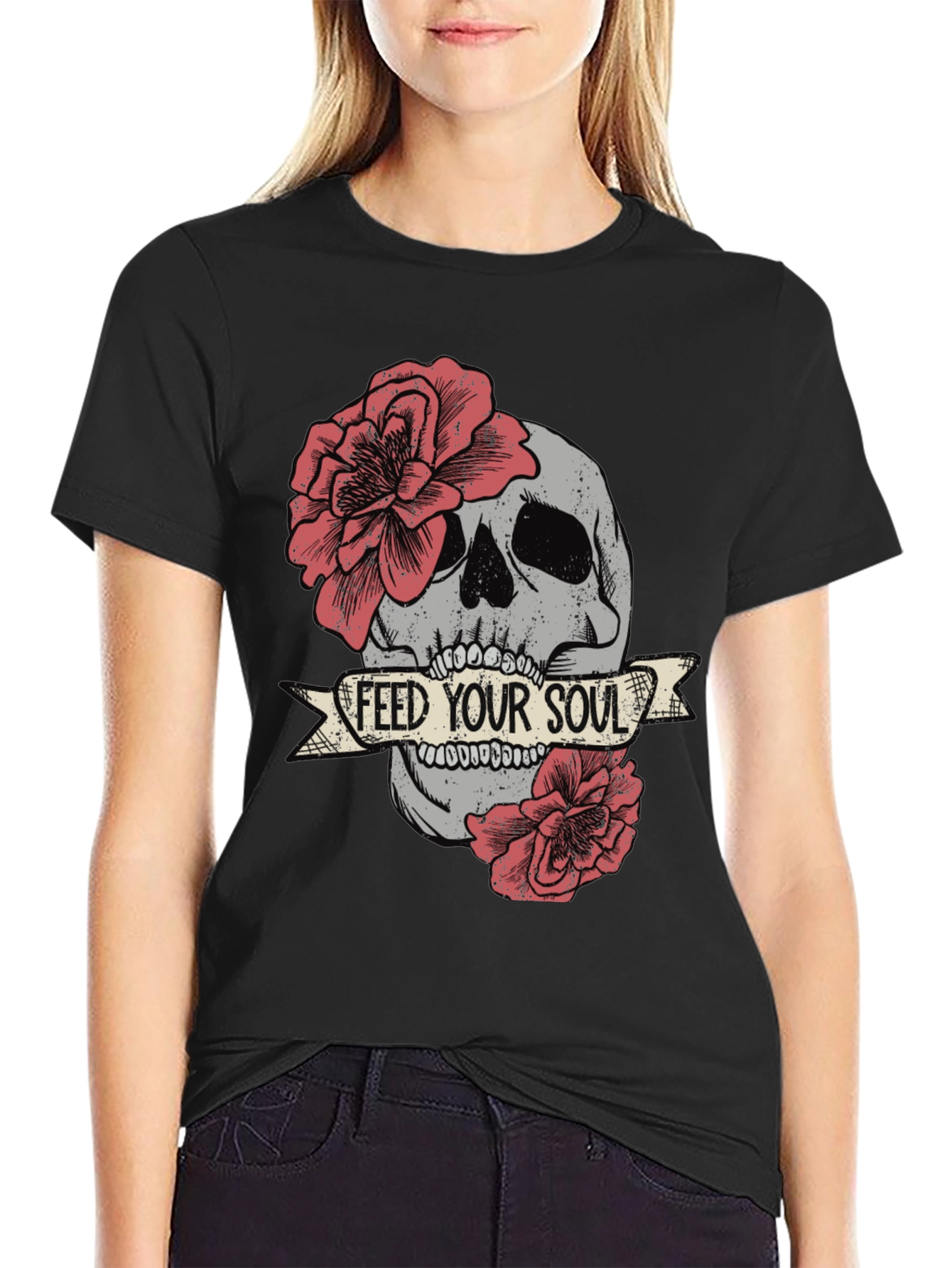 Skull & Roses Graphic Tee - Feed Your Soul