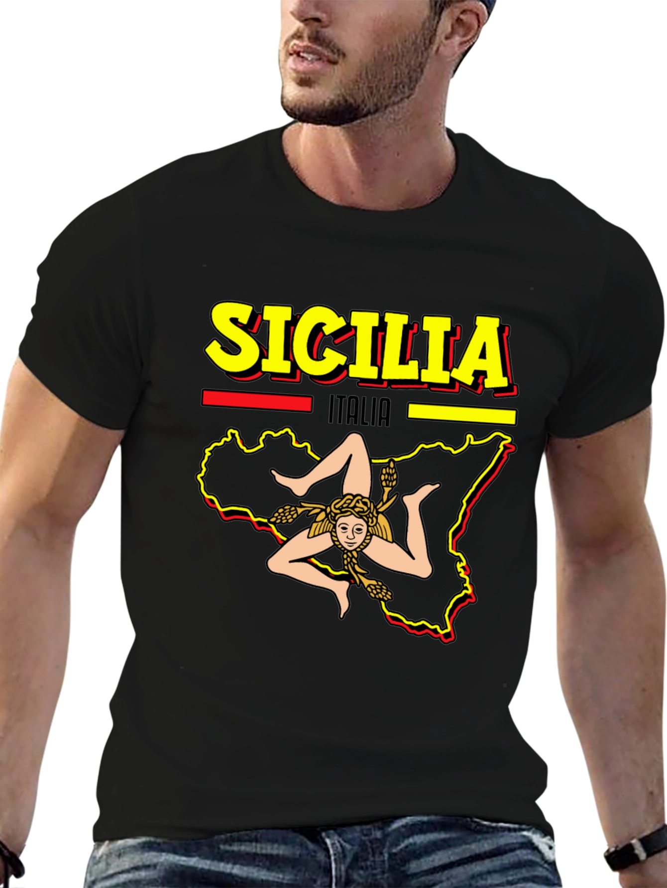 Sicilia Italia T-Shirt - Black