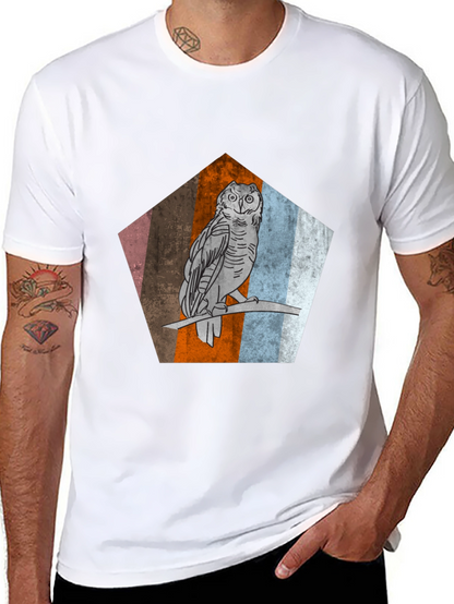 Owl Graphic Print Mens Black T-Shirt