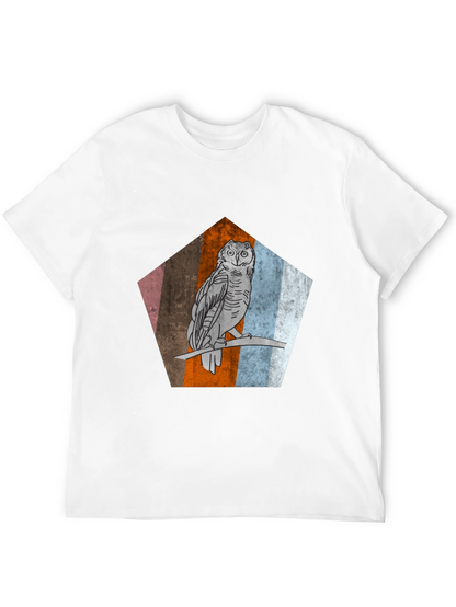 Owl Graphic Print Mens Black T-Shirt