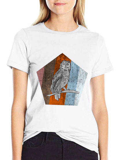 Owl Graphic Print Mens Black T-Shirt