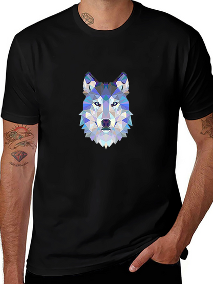 Geometric Wolf Graphic Tee - Modern Animal Design