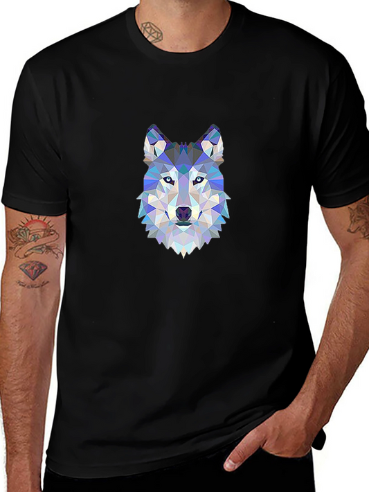 Geometric Wolf Graphic Tee - Modern Animal Design