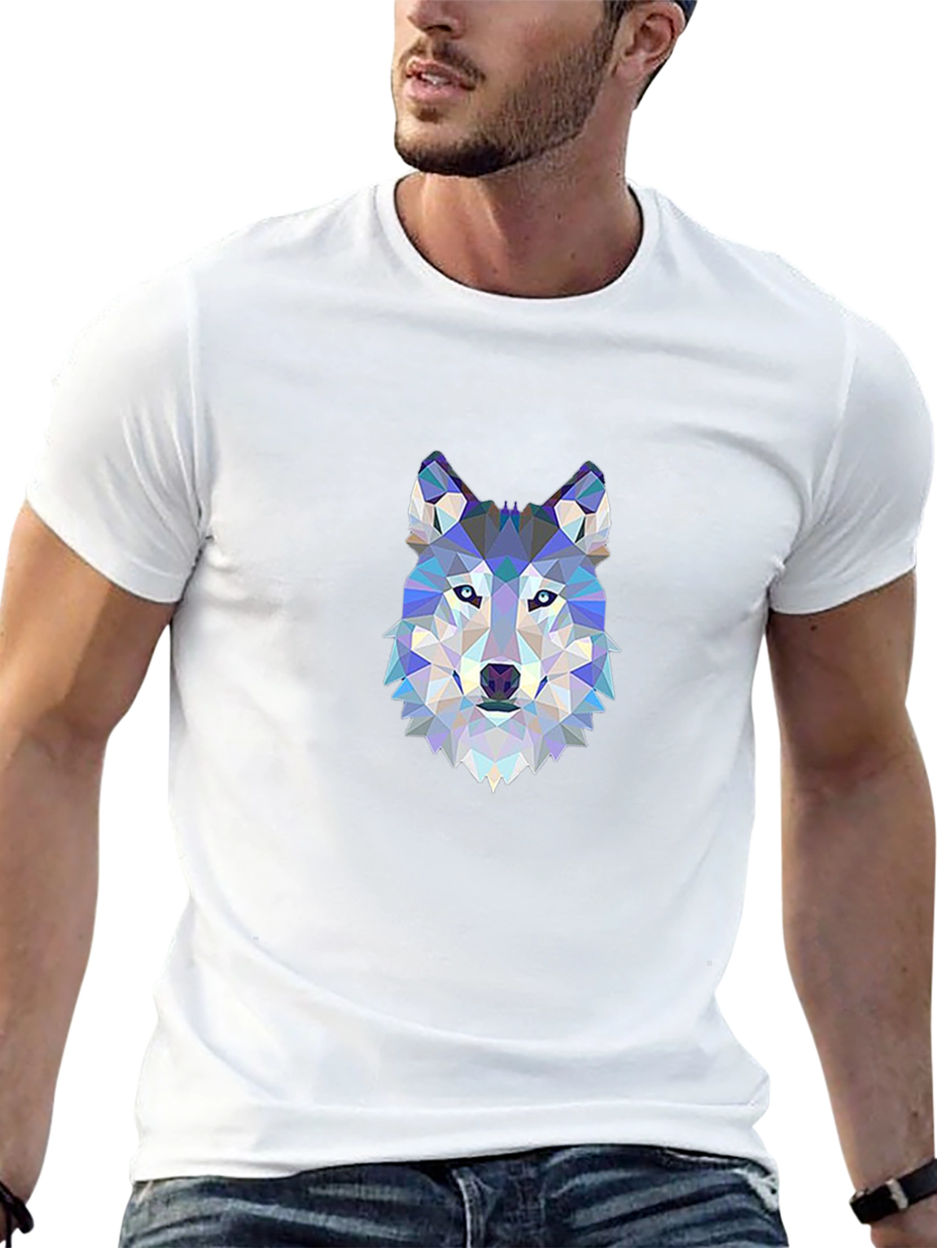 Geometric Wolf Graphic Tee - Modern Animal Design
