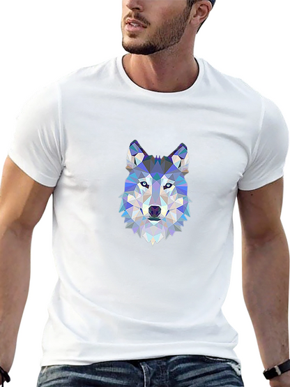 Geometric Wolf Graphic Tee - Modern Animal Design