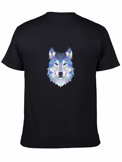 Geometric Wolf Graphic Tee - Modern Animal Design