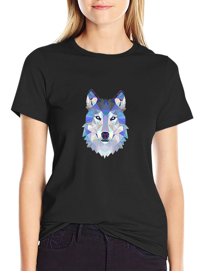 Geometric Wolf Graphic Tee - Modern Animal Design