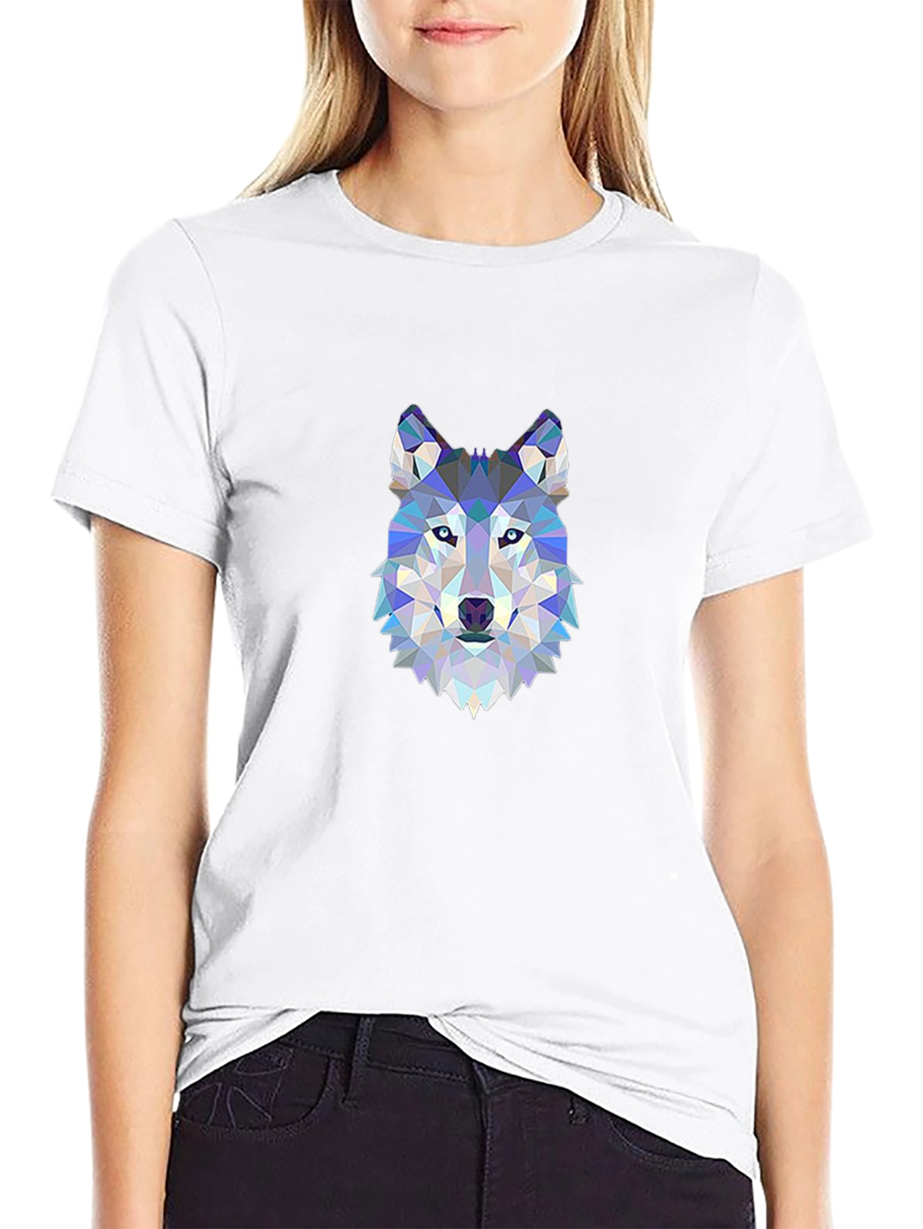 Geometric Wolf Graphic Tee - Modern Animal Design