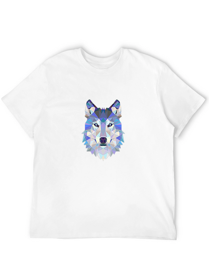 Geometric Wolf Graphic Tee - Modern Animal Design