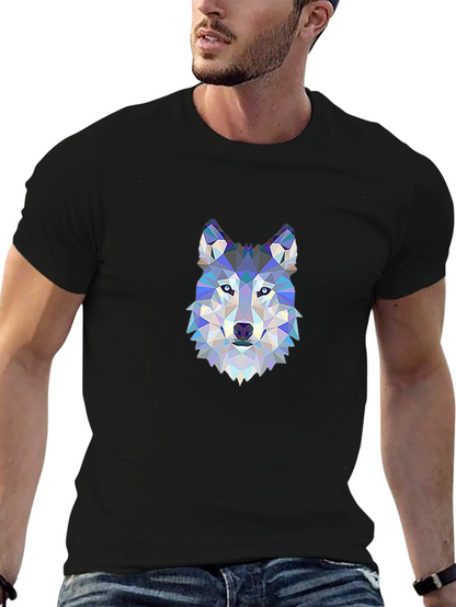 Geometric Wolf Graphic Tee - Modern Animal Design