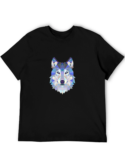 Geometric Wolf Graphic Tee - Modern Animal Design