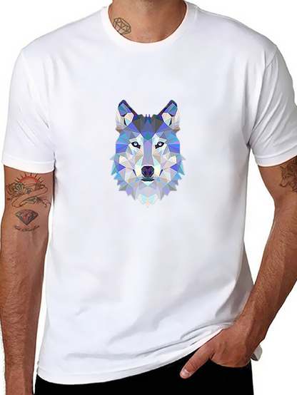 Geometric Wolf Graphic Tee - Modern Animal Design