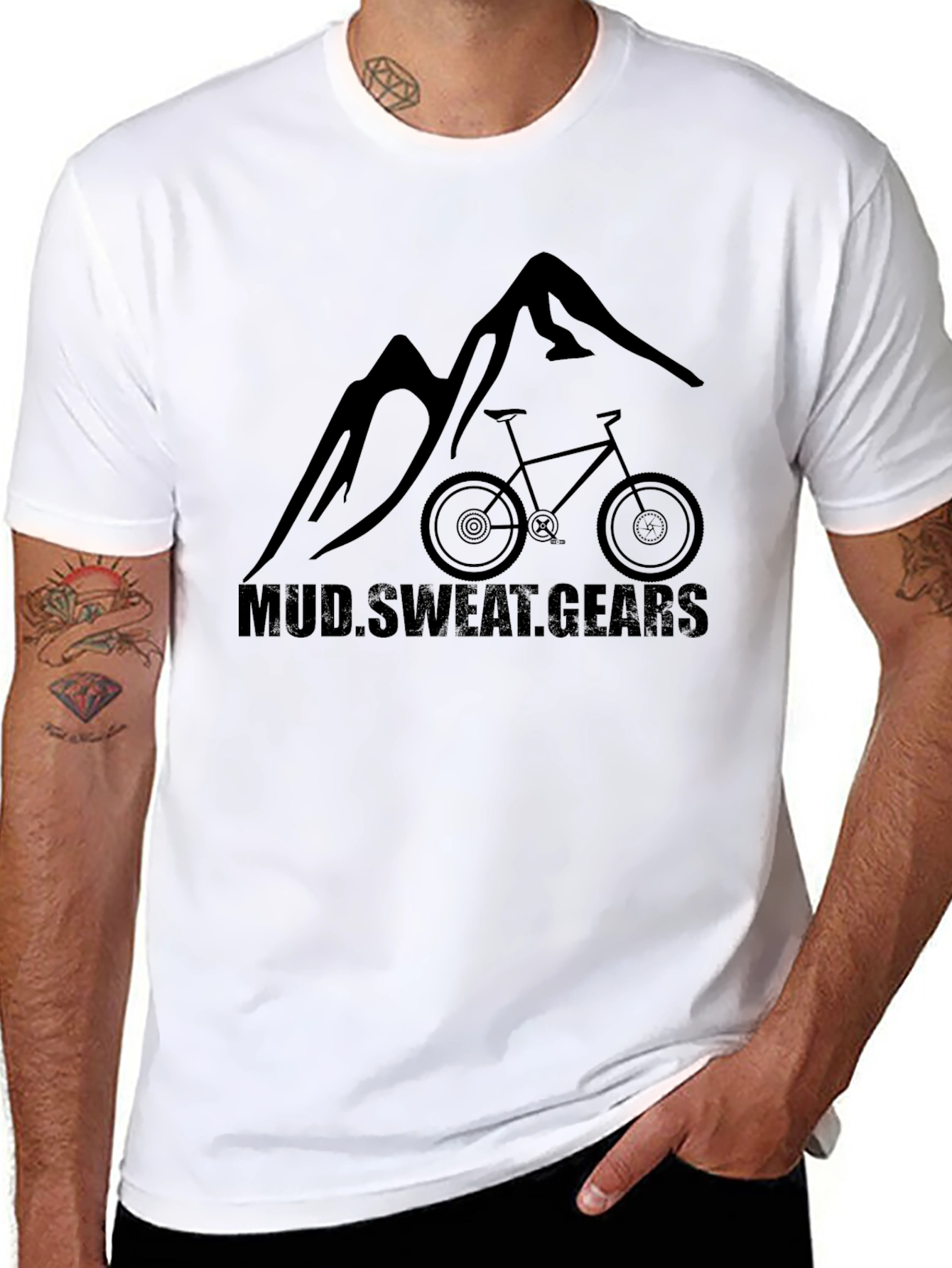 Mountain Biking T-Shirt - Mud Sweat Gears Black Tee