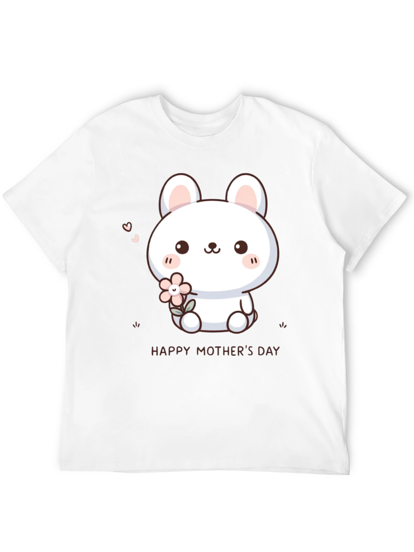 Cute Bunny Happy Mothers Day Black T-Shirt