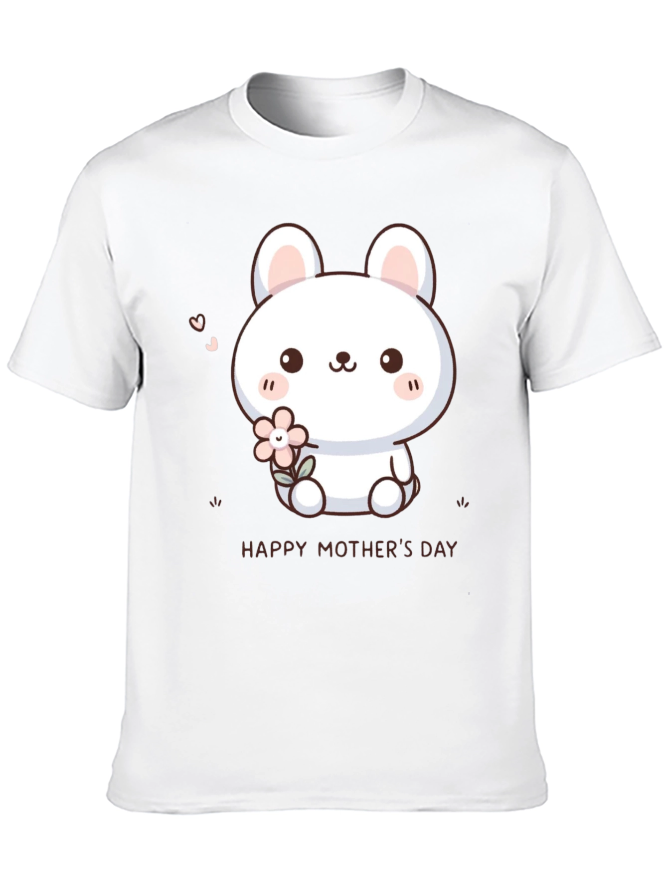 Cute Bunny Happy Mothers Day Black T-Shirt