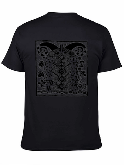 Unique Graphic Print Tee - Black Cotton Comfort