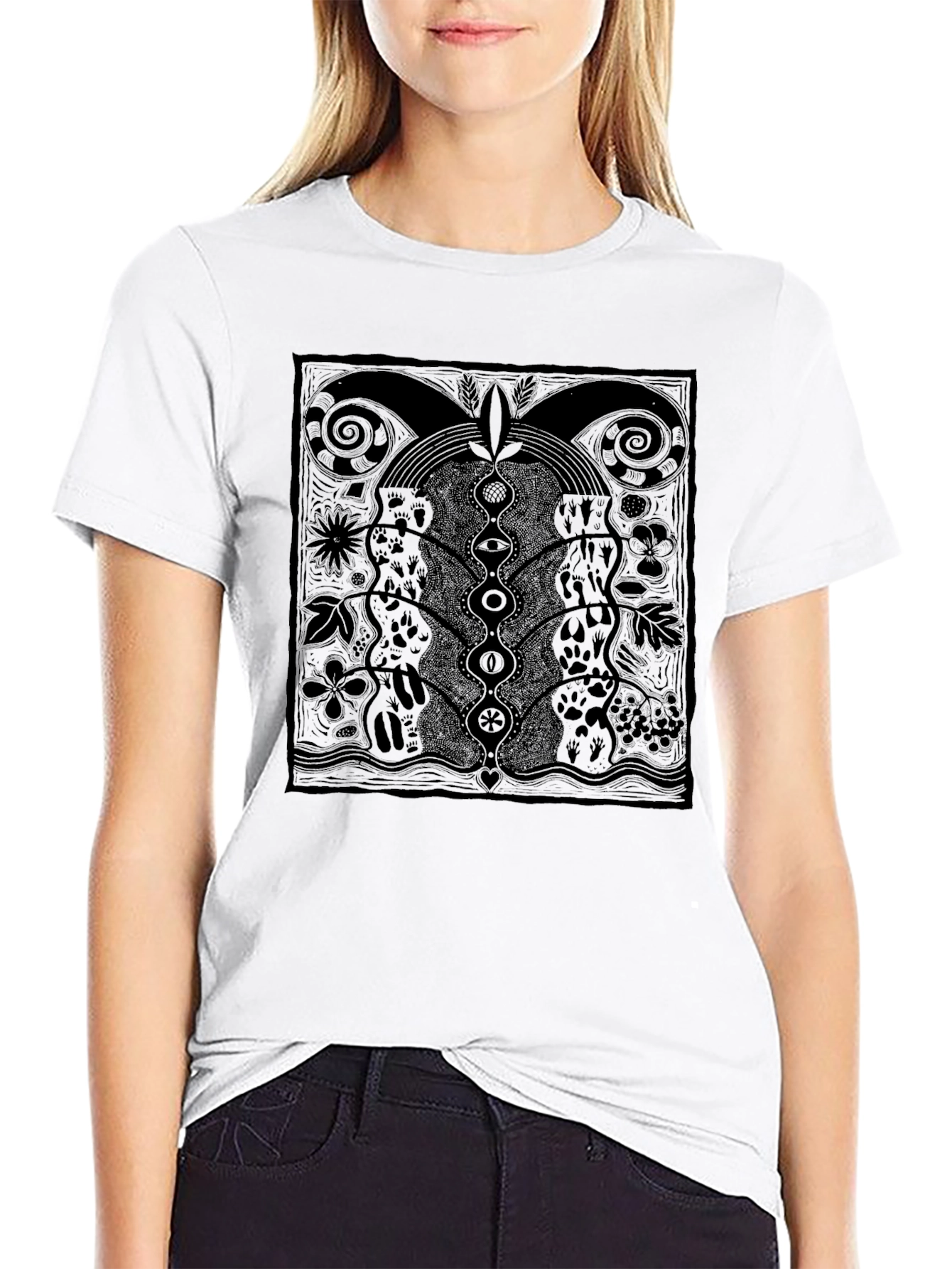 Unique Graphic Print Tee - Black Cotton Comfort