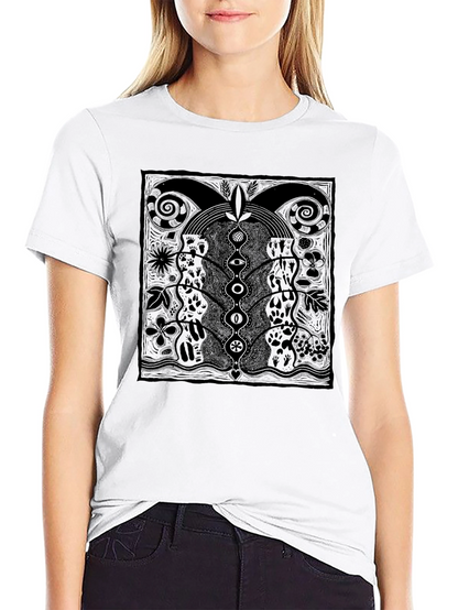 Unique Graphic Print Tee - Black Cotton Comfort