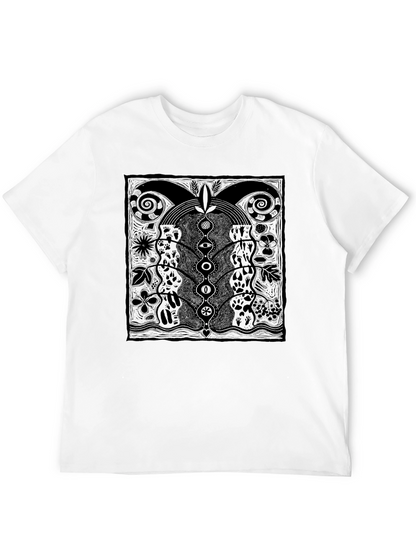 Unique Graphic Print Tee - Black Cotton Comfort