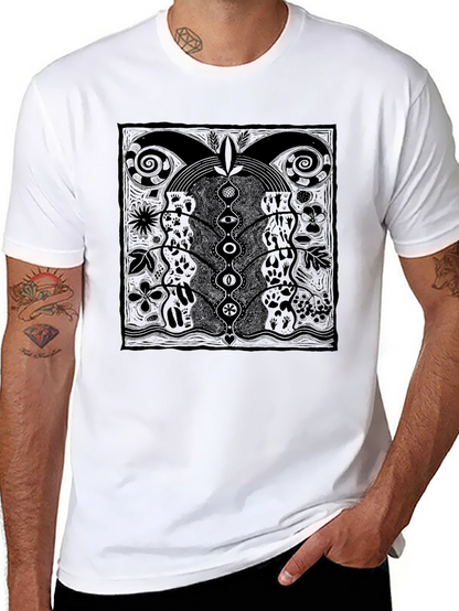 Unique Graphic Print Tee - Black Cotton Comfort