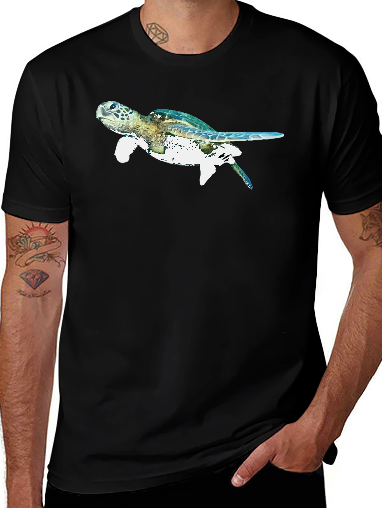Sea Turtle Graphic Black T-Shirt