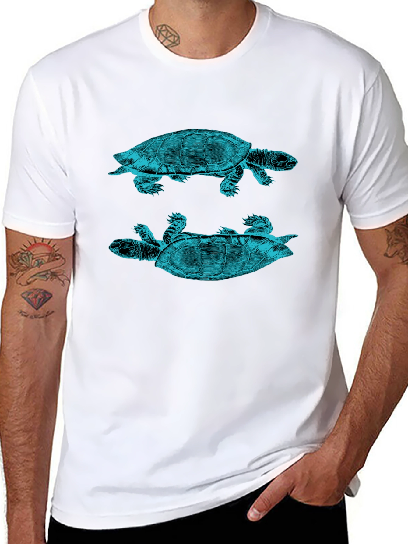 Turtle Graphic Print Crew Neck T-Shirt