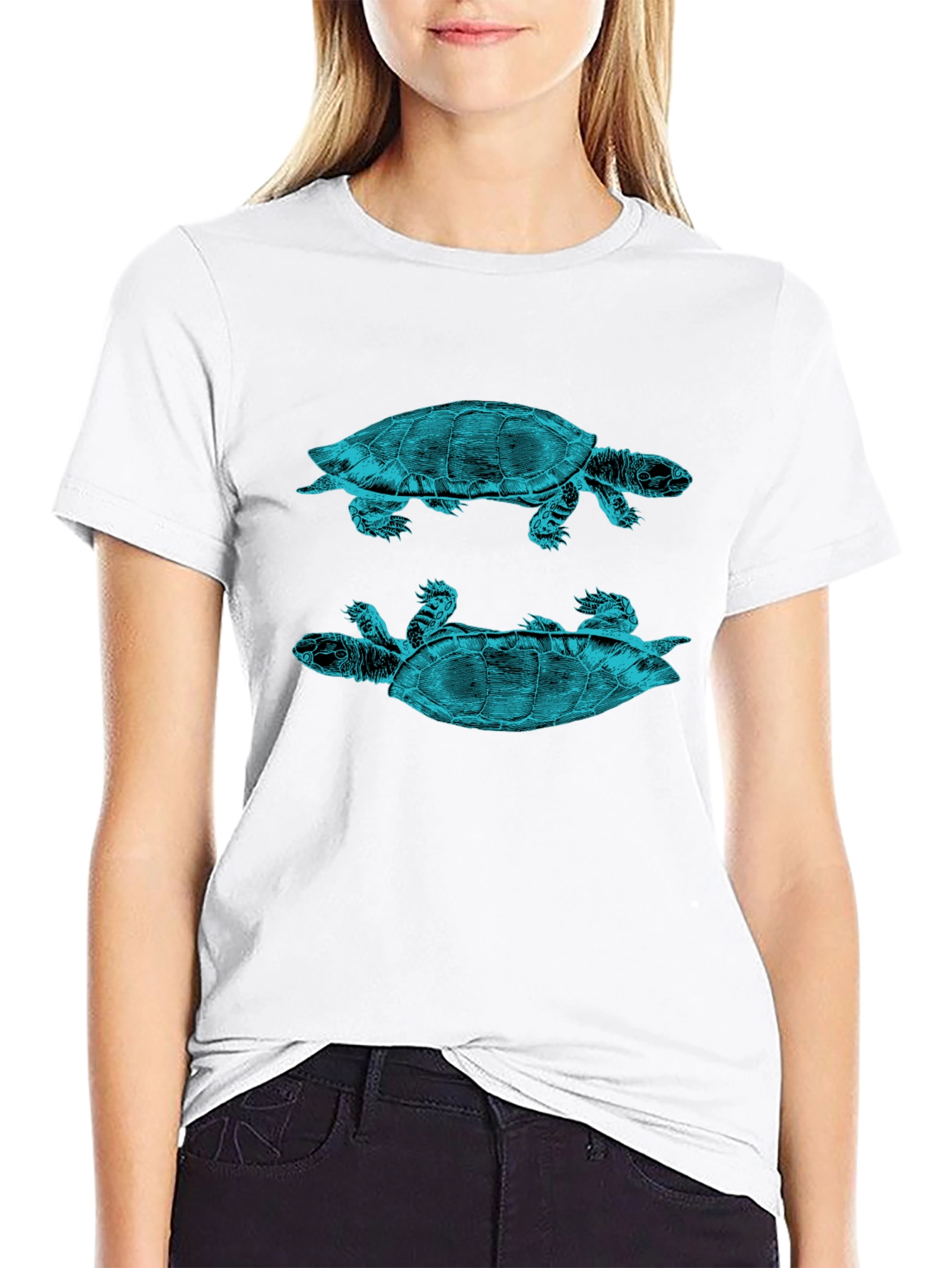 Turtle Graphic Print Crew Neck T-Shirt