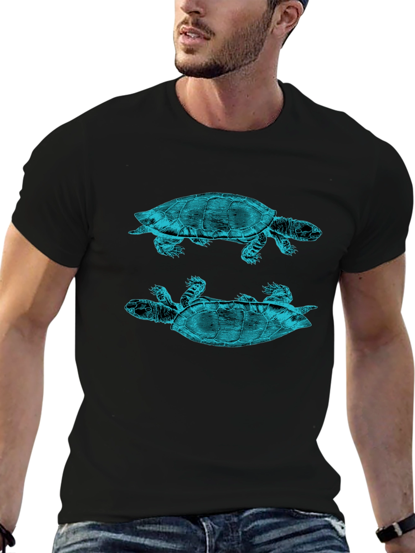 Turtle Graphic Print Crew Neck T-Shirt
