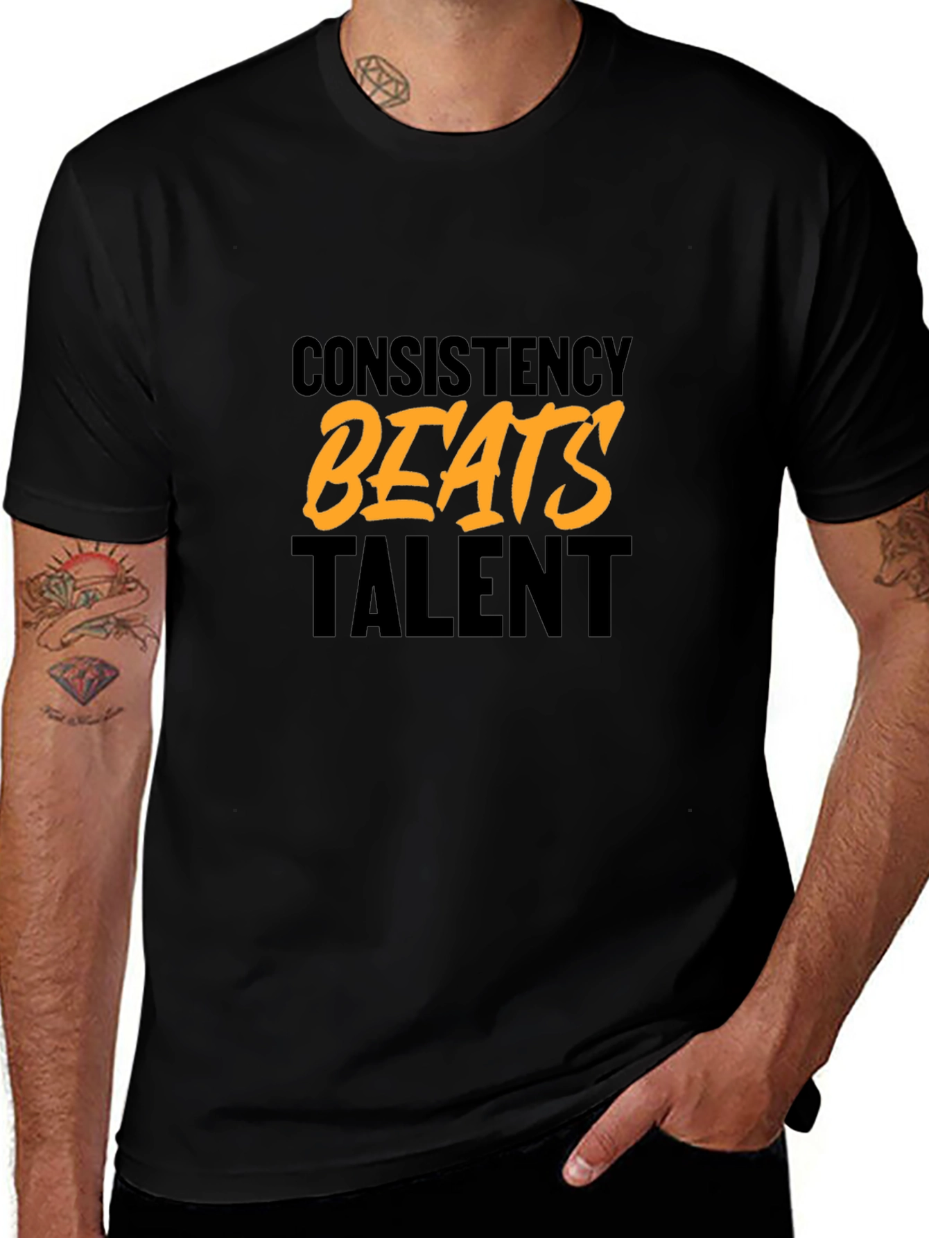 Consistency Beats Talent Black Graphic T-Shirt