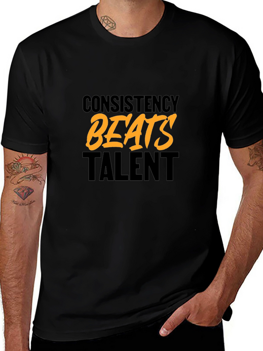 Consistency Beats Talent Black Graphic T-Shirt