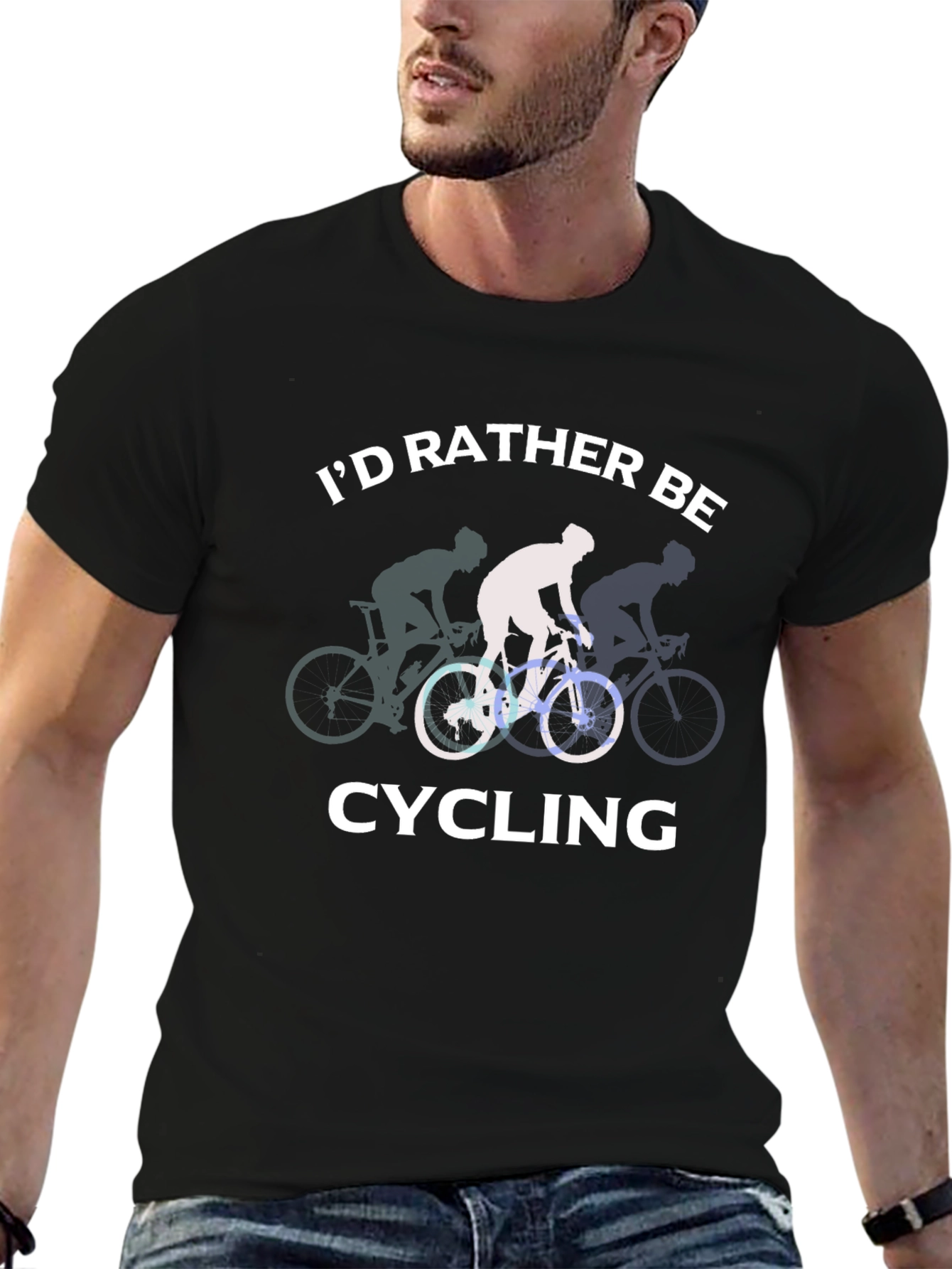 Id Rather Be Cycling Black T-Shirt