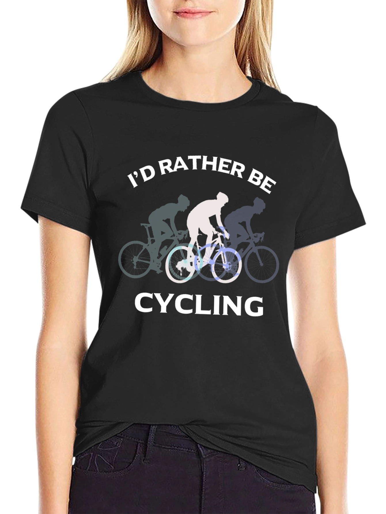 Id Rather Be Cycling Black T-Shirt