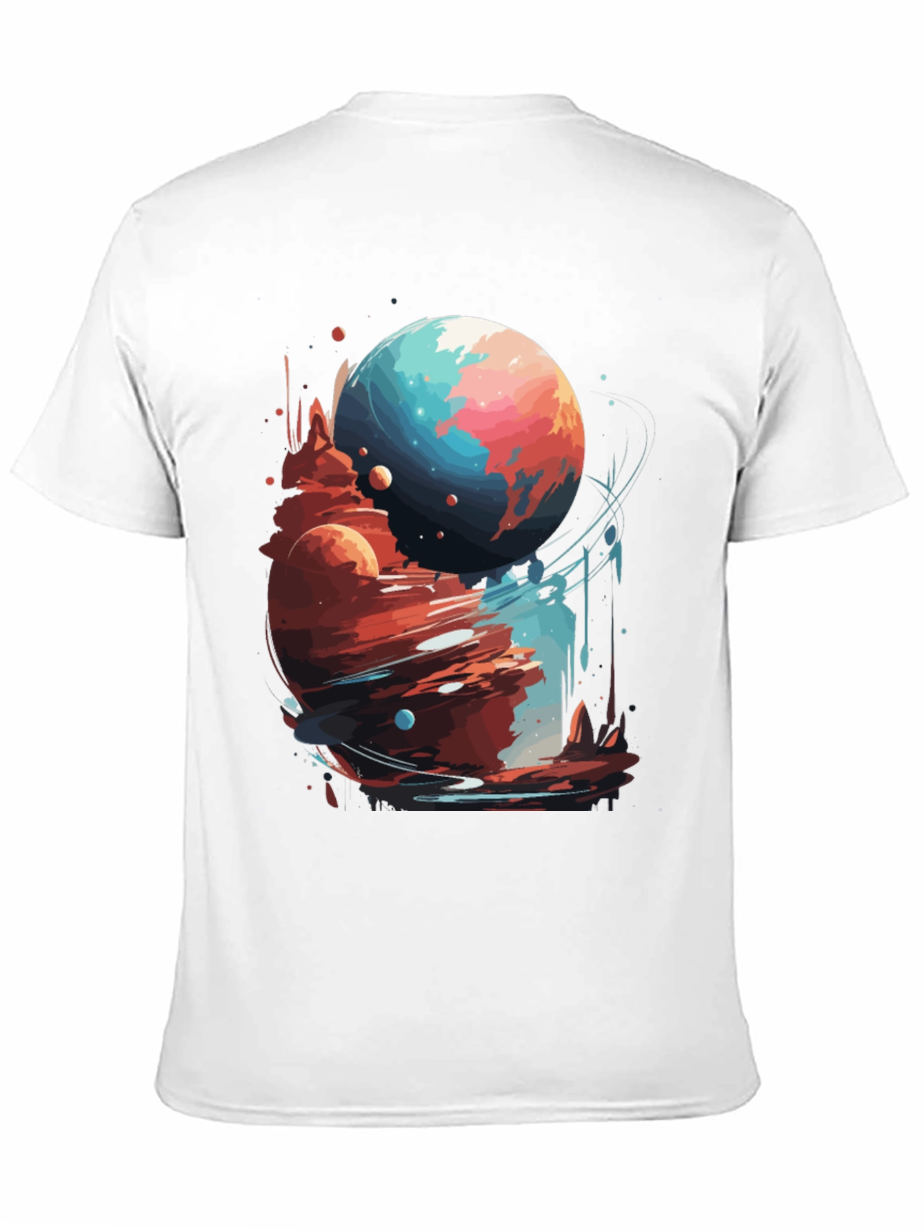 Cosmic Planet Graphic Tee - Stylish Black T-Shirt
