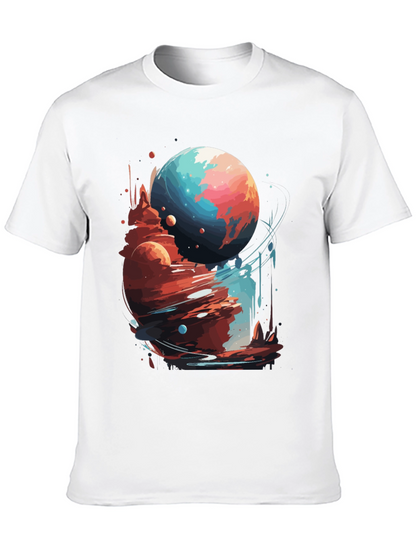 Cosmic Planet Graphic Tee - Stylish Black T-Shirt