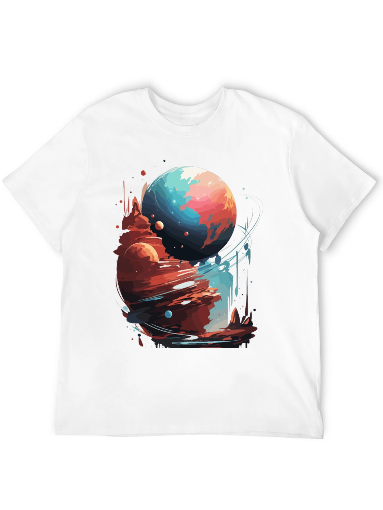 Cosmic Planet Graphic Tee - Stylish Black T-Shirt