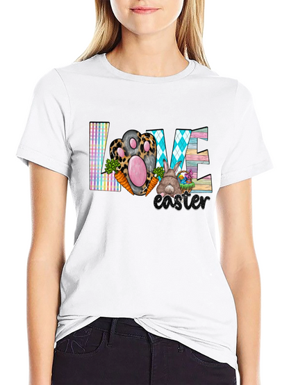 Easter Love T-Shirt Cute Bunny Paw Graphic Tee