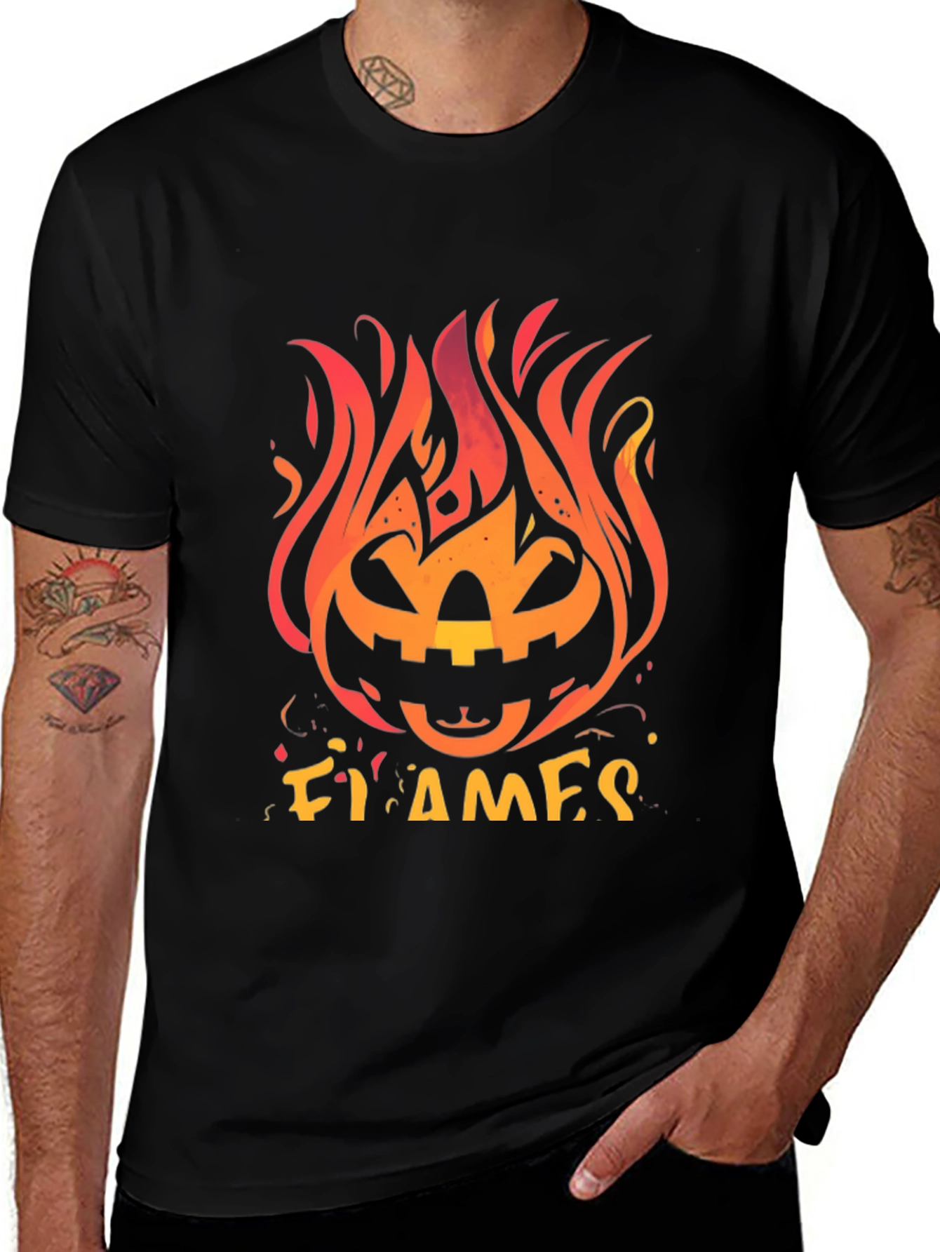 Fiery Pumpkin Halloween Graphic Tee