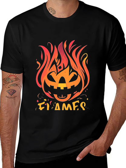 Fiery Pumpkin Halloween Graphic Tee