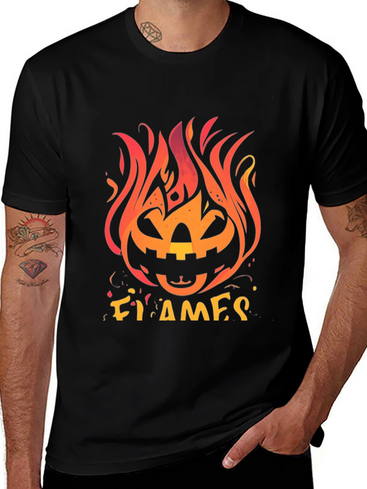 Fiery Pumpkin Halloween Graphic Tee