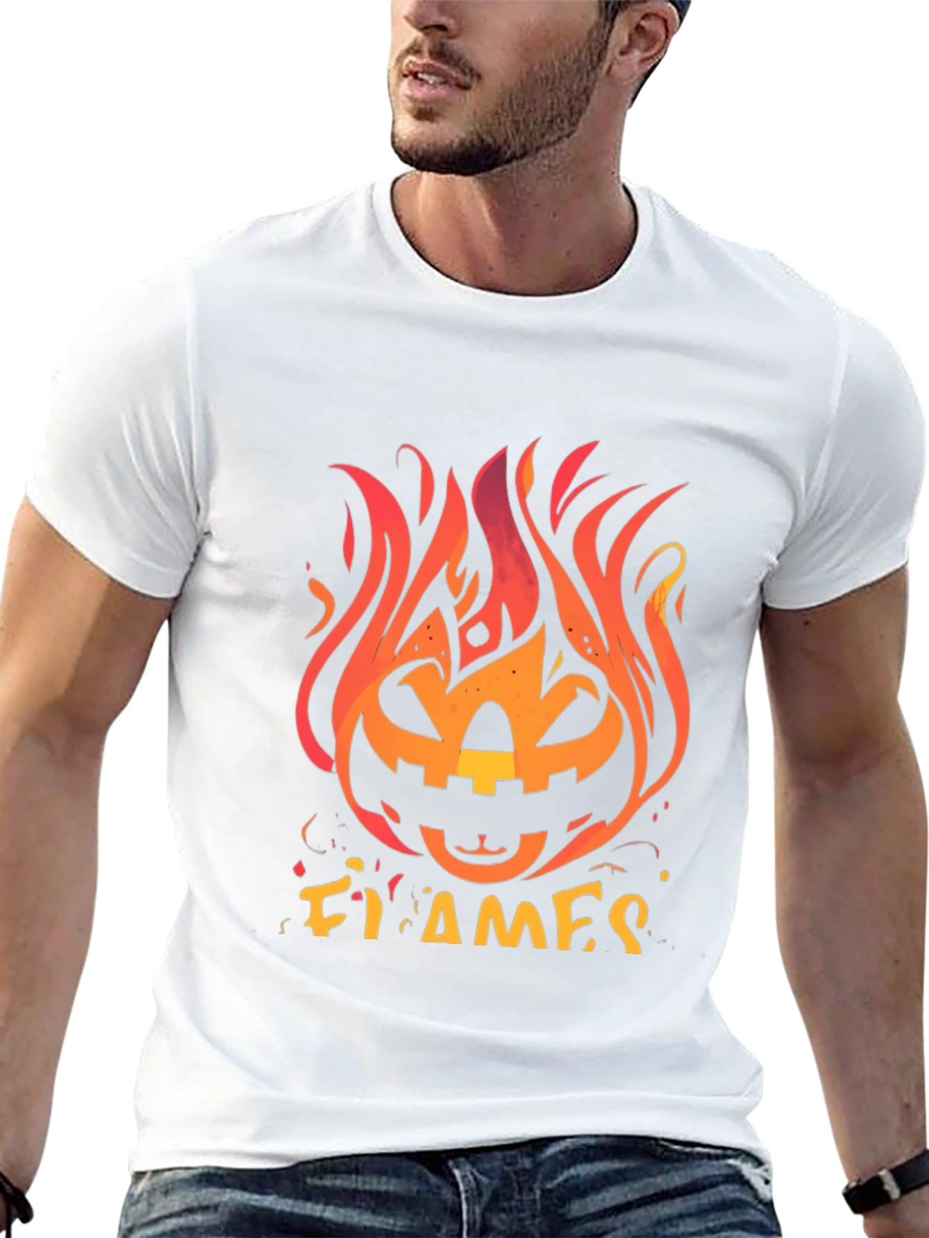 Fiery Pumpkin Halloween Graphic Tee