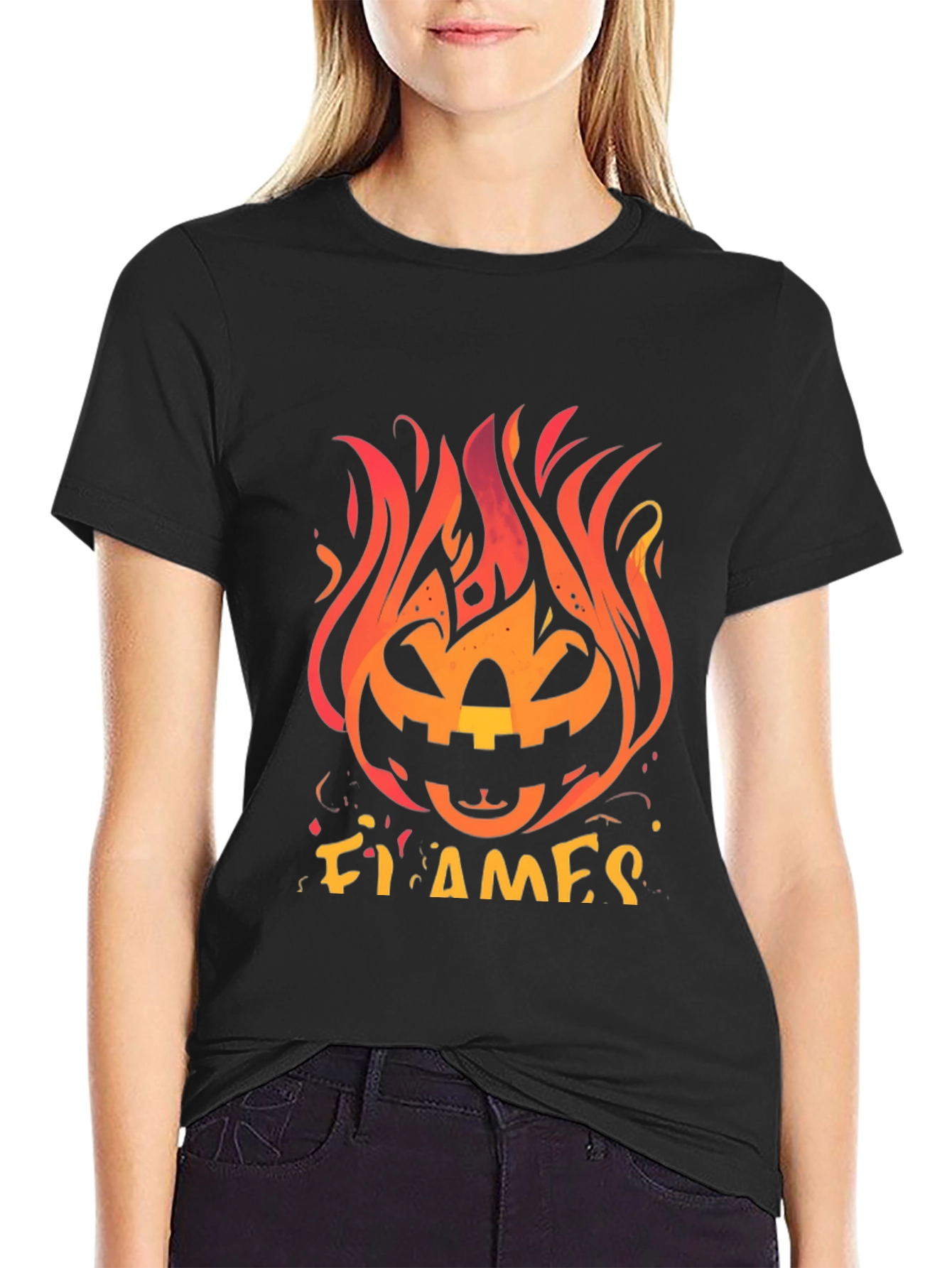 Fiery Pumpkin Halloween Graphic Tee