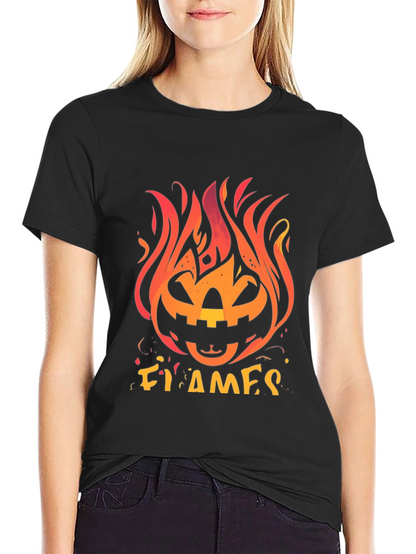 Fiery Pumpkin Halloween Graphic Tee