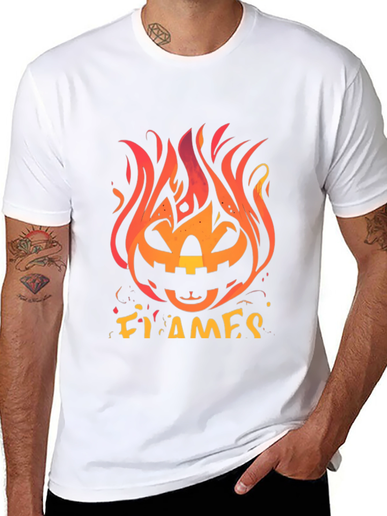 Fiery Pumpkin Halloween Graphic Tee