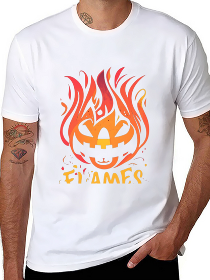 Fiery Pumpkin Halloween Graphic Tee