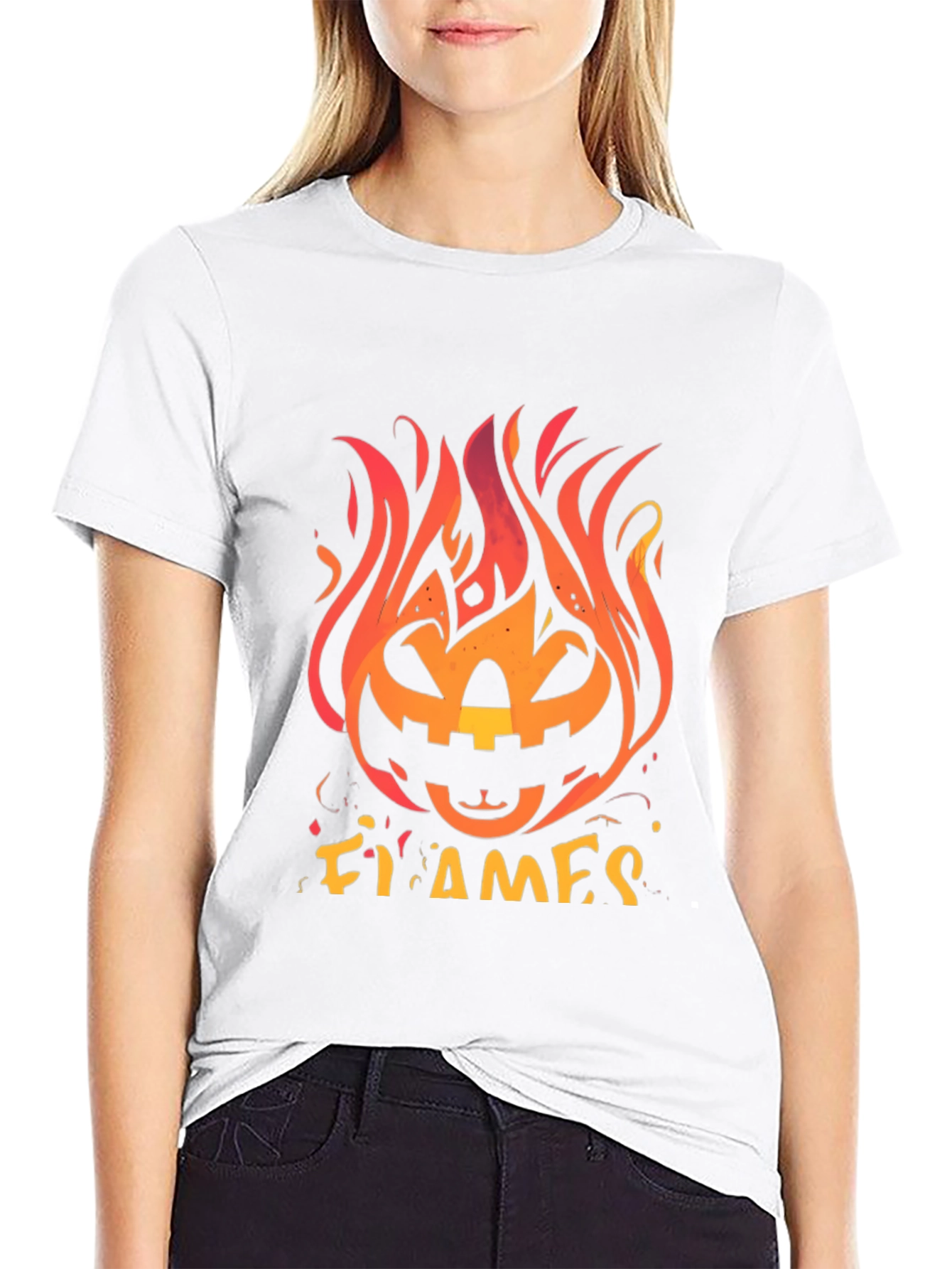 Fiery Pumpkin Halloween Graphic Tee