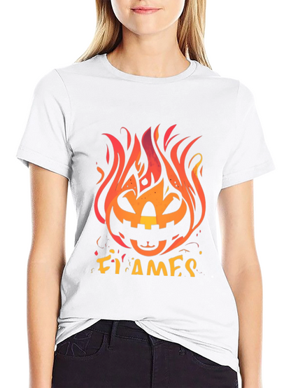 Fiery Pumpkin Halloween Graphic Tee